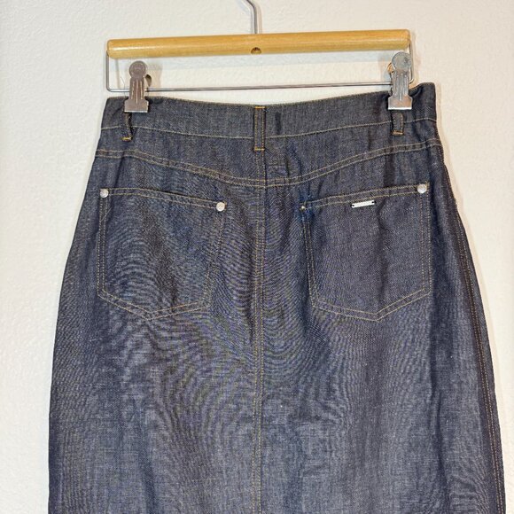 KENZO Denim Tulle Midi Skirt with Mesh Details Y2K Designer 4 - Picture 5 of 14